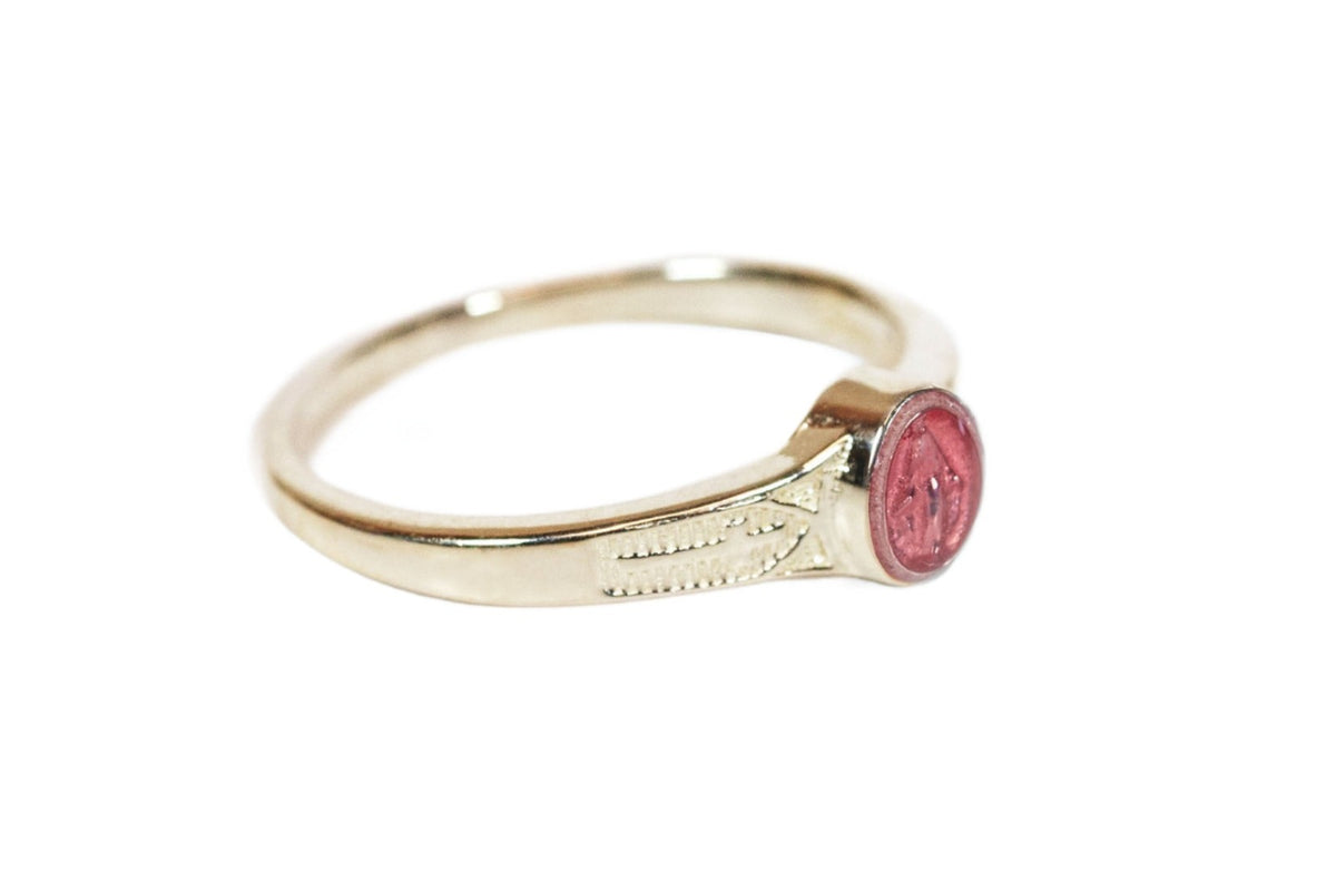 Bliss Child's 14kt Gold Miraculous Ring w/Pink Epoxy