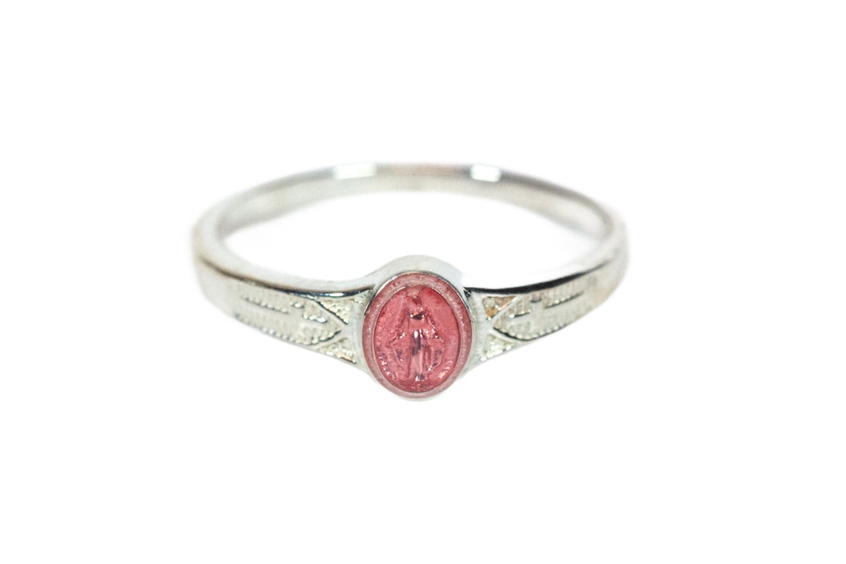 Bliss Child's Sterling Silver Miraculous Ring w/Pink Epoxy