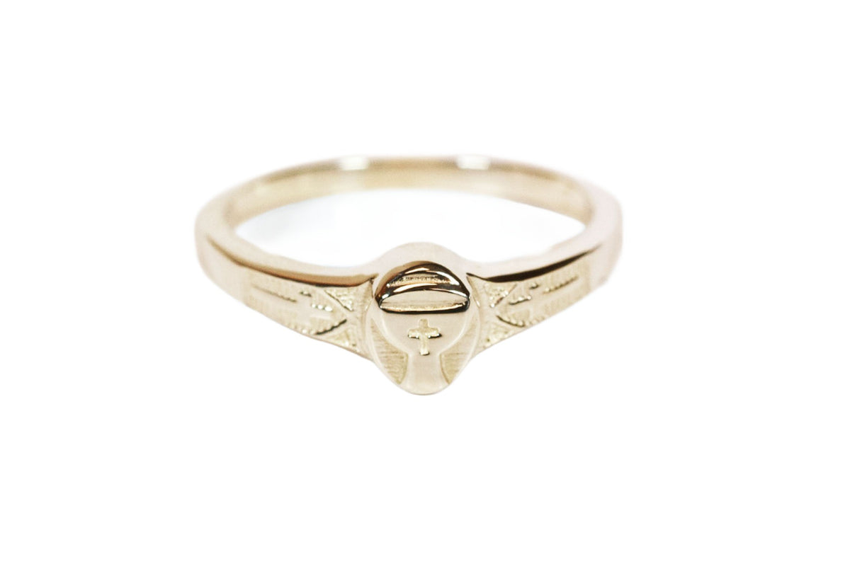 Child's Catholic 14kt Gold Communion Chalice Ring