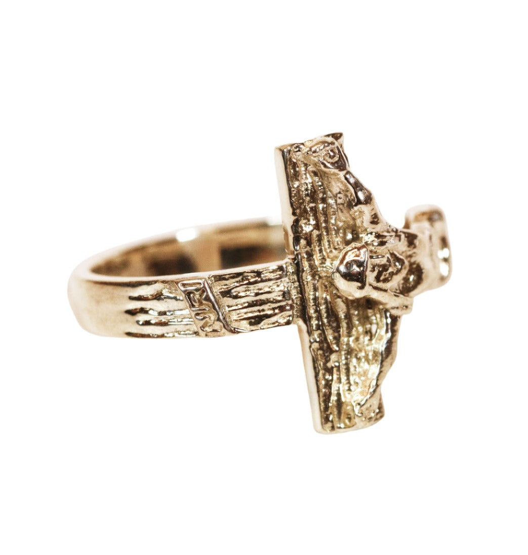 Bliss Men's 14kt Gold Crucifix Ring,