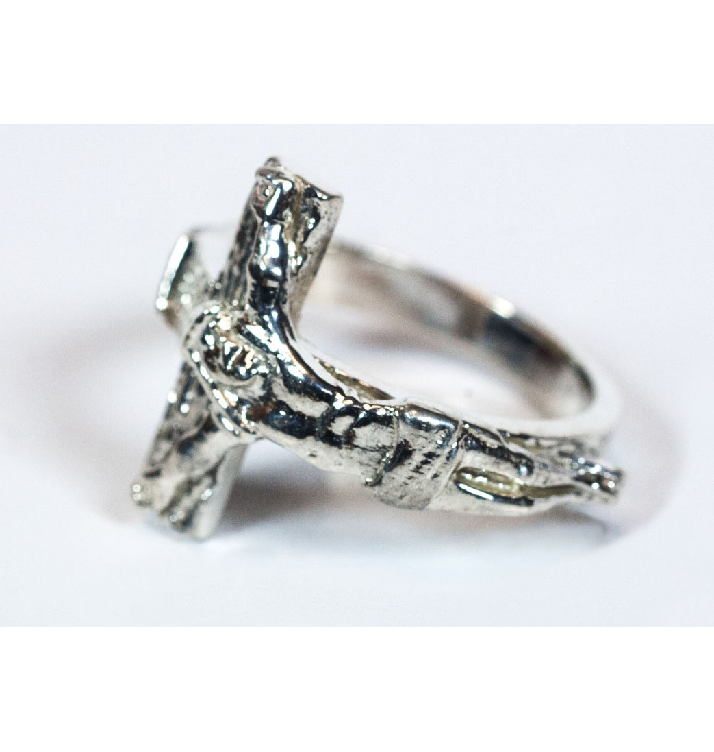 Large Sterling Silver Crucifix Ring,