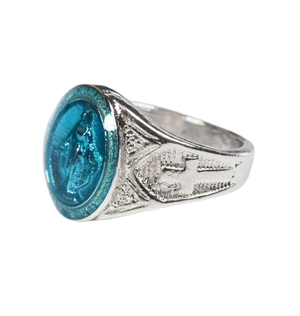 Bliss Sterling Silver Men's Miraculous Ring w/ Blue Epoxy,