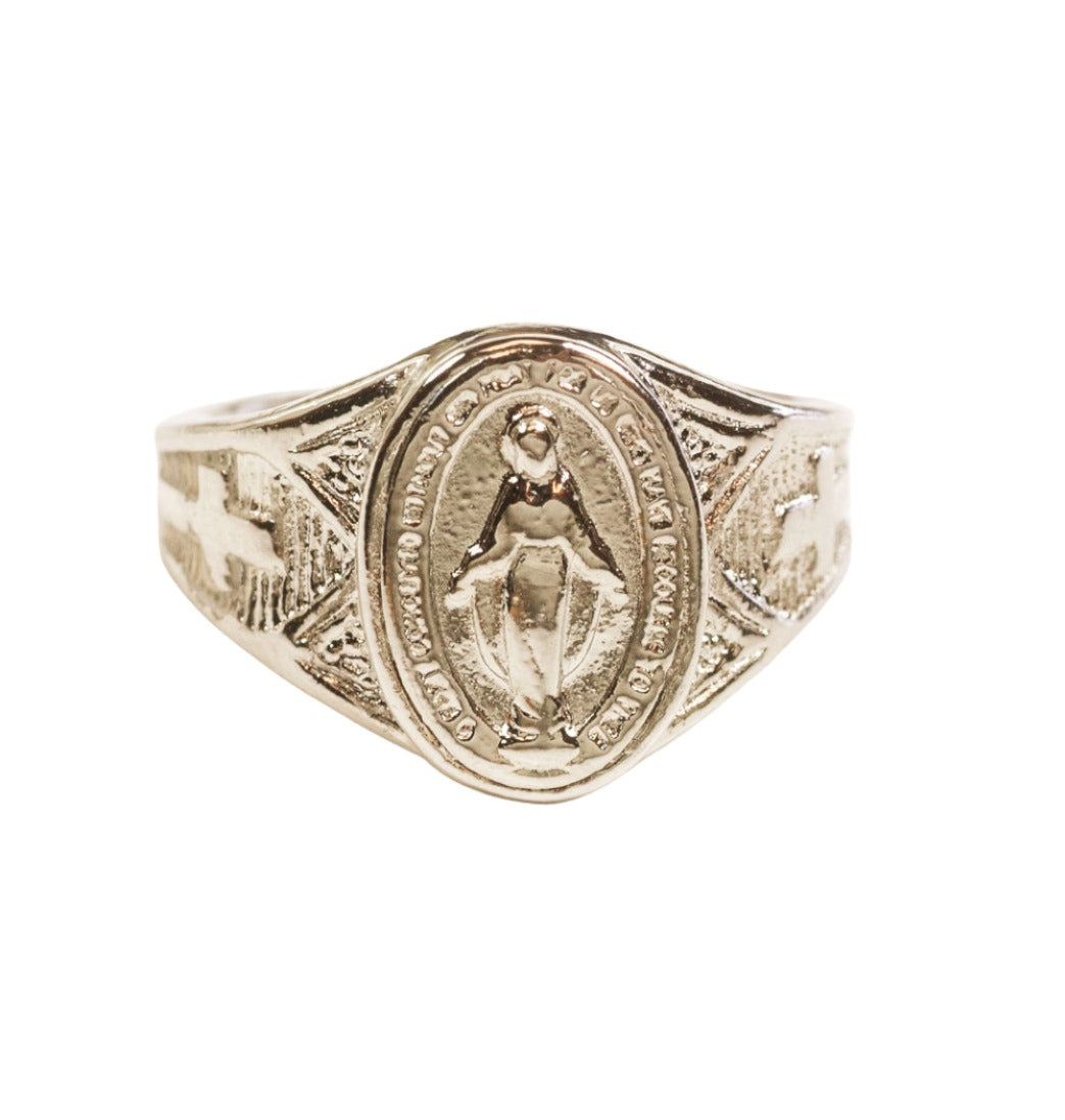 Bliss Manufacturing 14kt Gold Men's Miraculous Medal Ring,