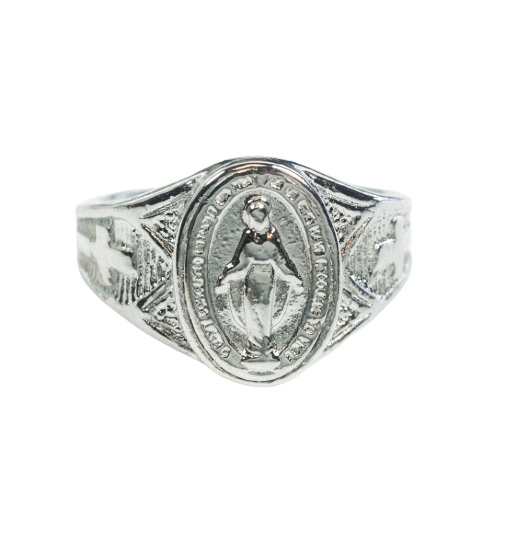 Bliss Manufacturing Sterling Silver Men's Miraculous Medal Ring,