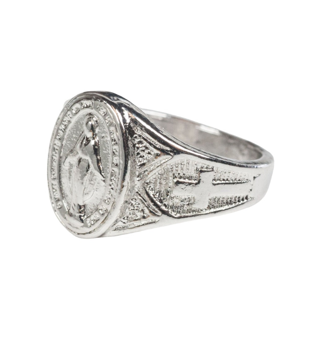 Sterling Silver Men's Miraculous Medal Ring