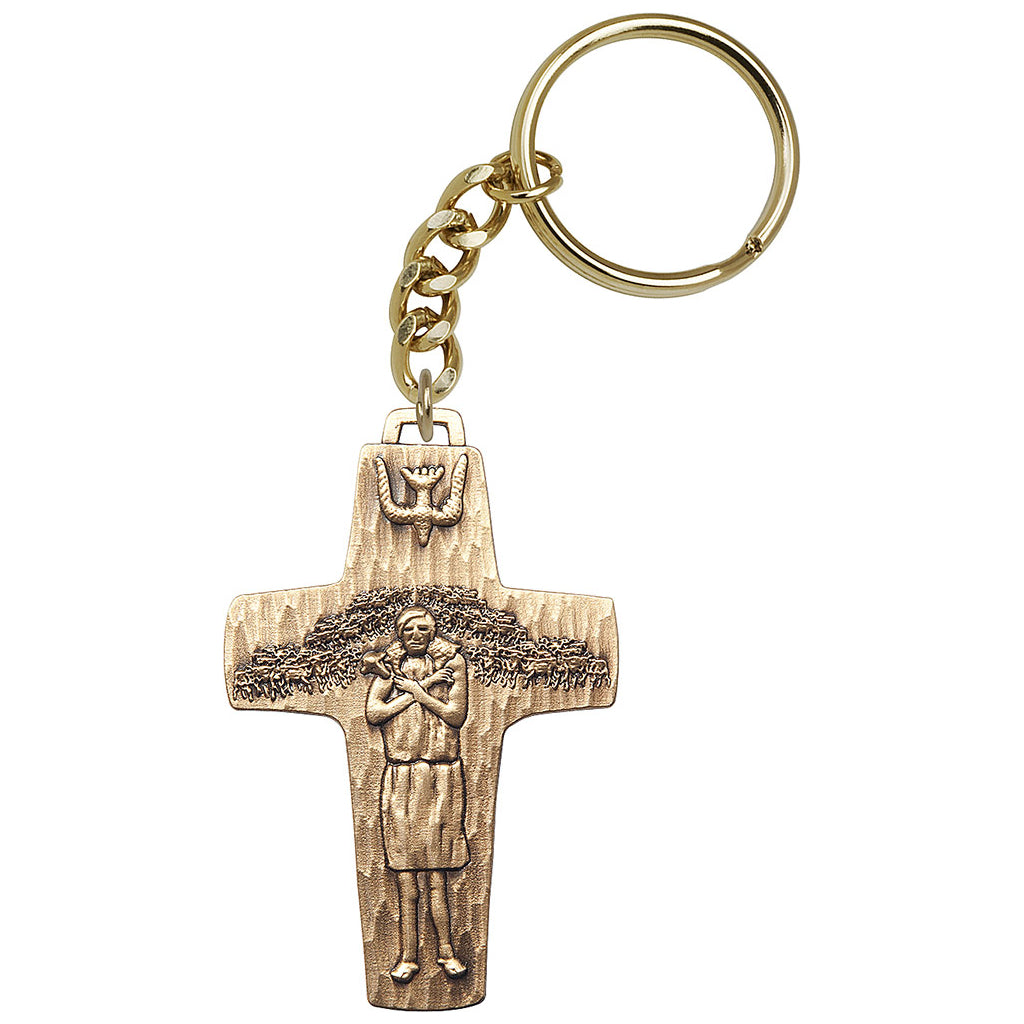 Gold Papal Crucifix Key Chain