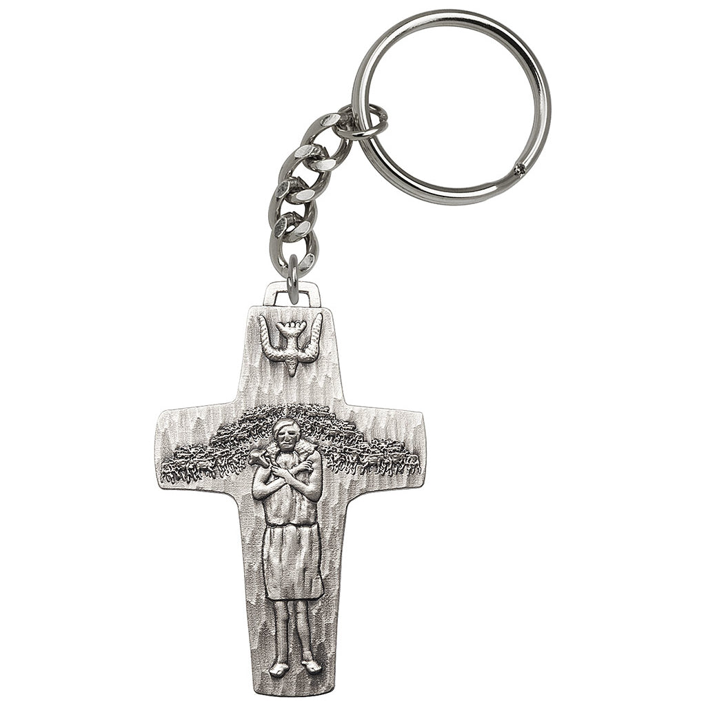 Pewter Papal Crucifix Key Chain