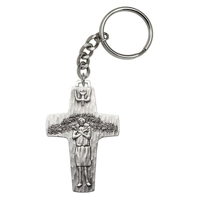 Pewter Papal Crucifix Key Chain, Bliss Manufacturing