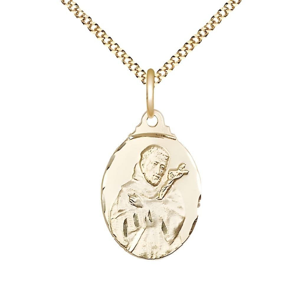 Bliss Bliss St. Francis of Assisi with Crucifix Medal 14kt Gold-filled Medal with Gold-plated Chain, Measures 7/8-inch tall by 1/2-inch wide,