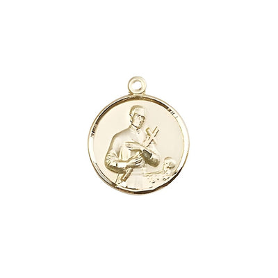 St. Gerard Holding a Crucifix 14kt Gold Medal, Measures 5/8-inch tall by 1/2-inch wide, Bliss Manufacturing