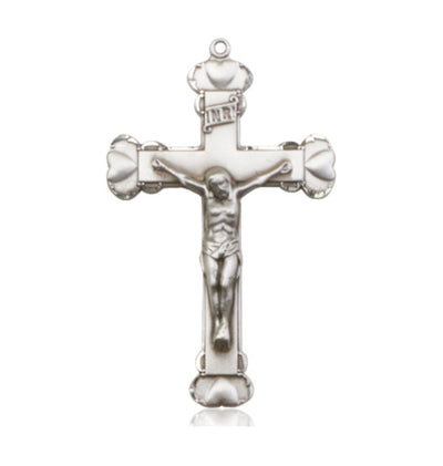 Large Rosary Crucifix Part with Hearts, pewter / sterling silver / gold-filled, Bliss Manufacturing