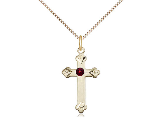 Bliss Birthstone Fancy Tip Gold-filled Cross Pendant w/Austrian Crystals