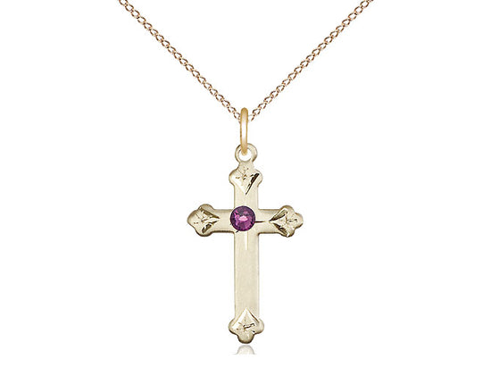 Bliss Birthstone Fancy Tip Gold-filled Cross Pendant w/Austrian Crystals