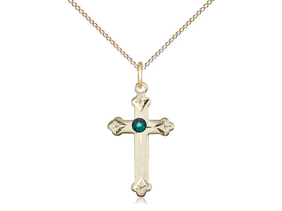 Bliss Birthstone Fancy Tip Gold-filled Cross Pendant w/Austrian Crystals