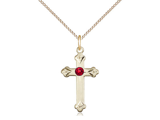 Bliss Birthstone Fancy Tip Gold-filled Cross Pendant w/Austrian Crystals