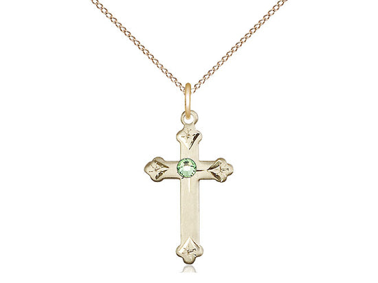 Bliss Birthstone Fancy Tip Gold-filled Cross Pendant w/Austrian Crystals