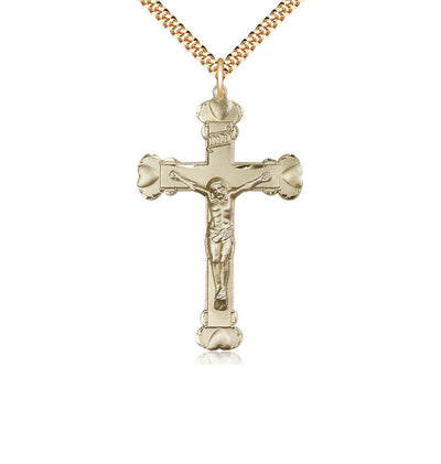 Medium Heart Tip Crucifix Gold-filled Medal Necklace, Bliss Manufacturing