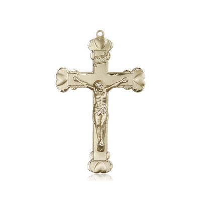 Gold Medium Rosary Crucifix Part with Hearts, Bliss Manufacturing