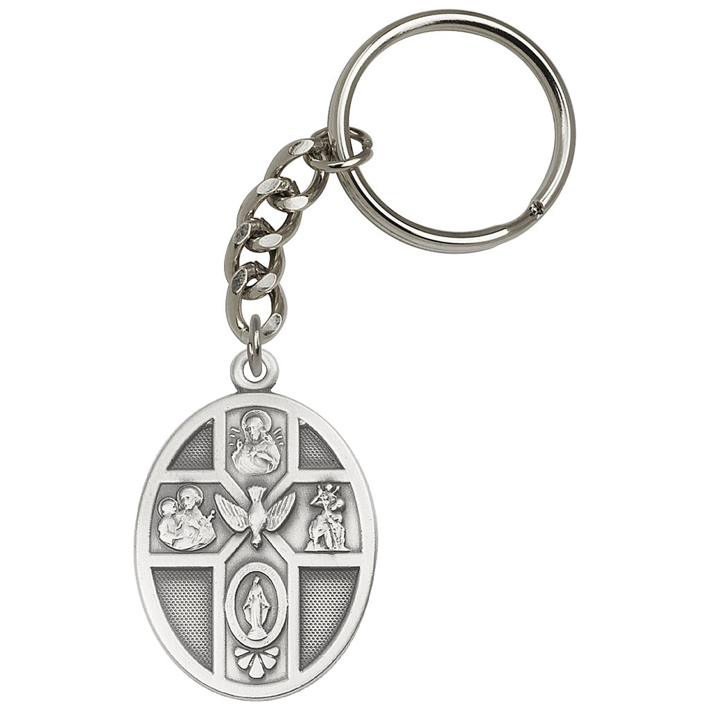 Bliss Manufacturing 5-Way Cross with Holy Spirit Dove Pewter Key Chain