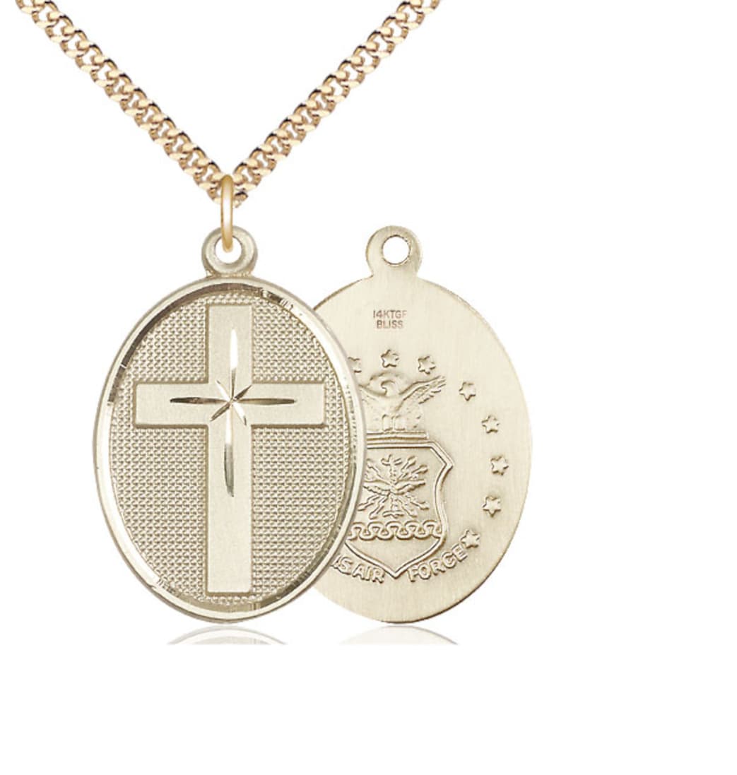 Bliss Manufacturing Air Force Christian Cross Gold-filled Medal Necklace