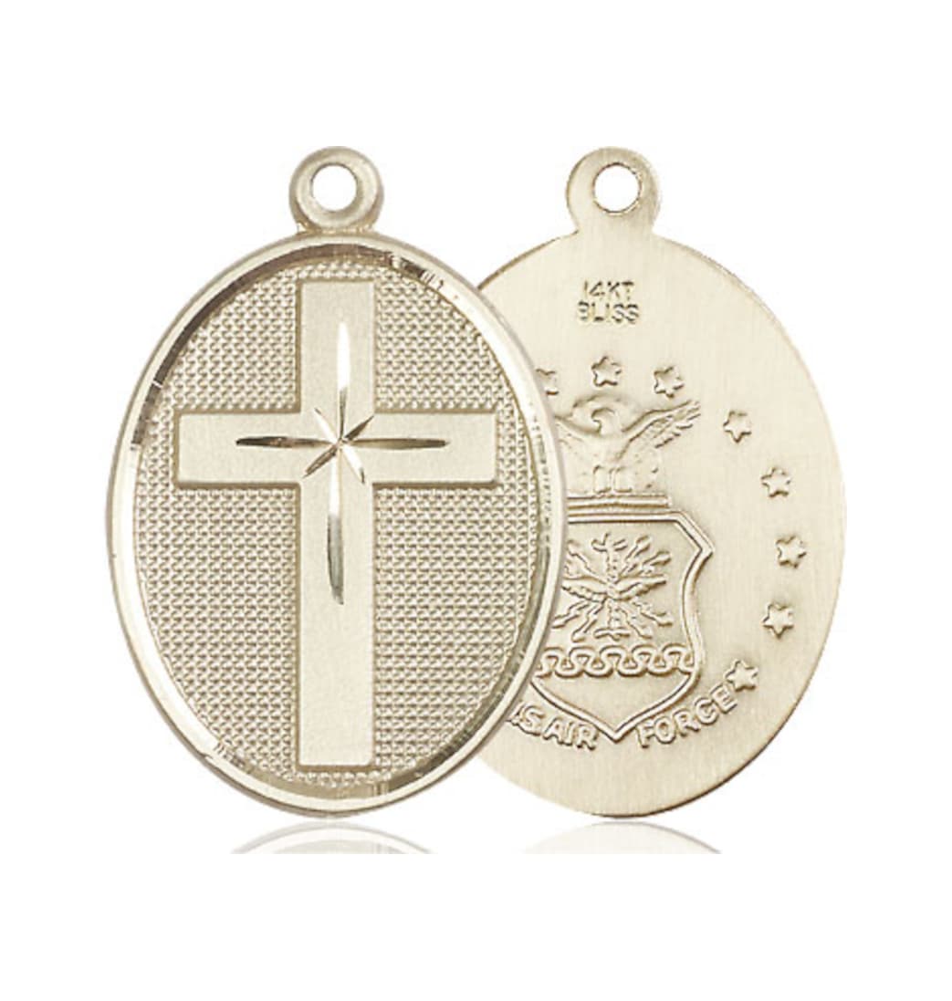 Bliss Manufacturing Air Force Christian Cross 14kt Gold Medal,