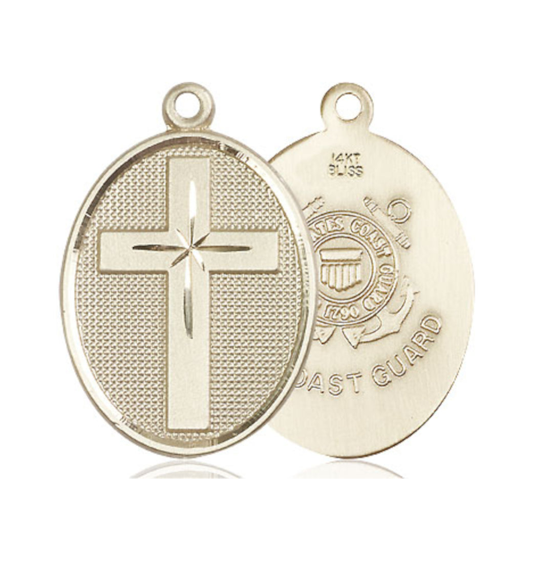 Bliss Manufacturing Coast Guard Christian Cross 14kt Gold Medal,