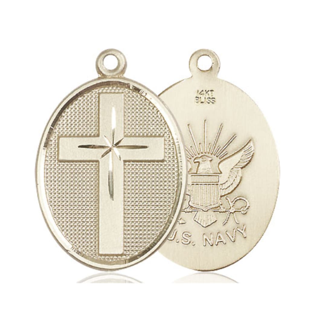 Bliss Manufacturing Navy Christian Cross 14kt Gold Medal Only,