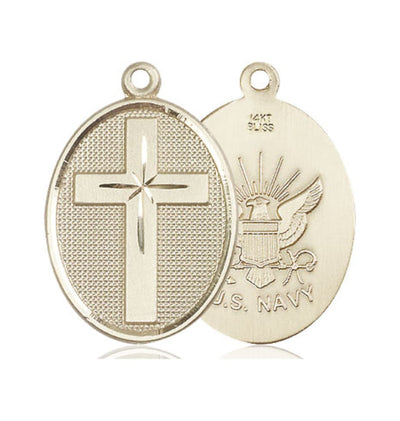 Navy Christian Cross 14kt Gold Medal Only, Bliss Manufacturing