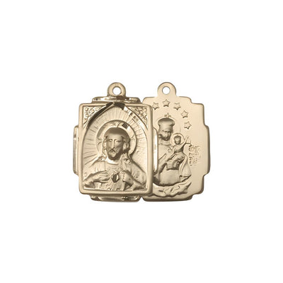 Sacred Heart Scapular Square Design 14kt Gold Medal, Bliss Manufacturing