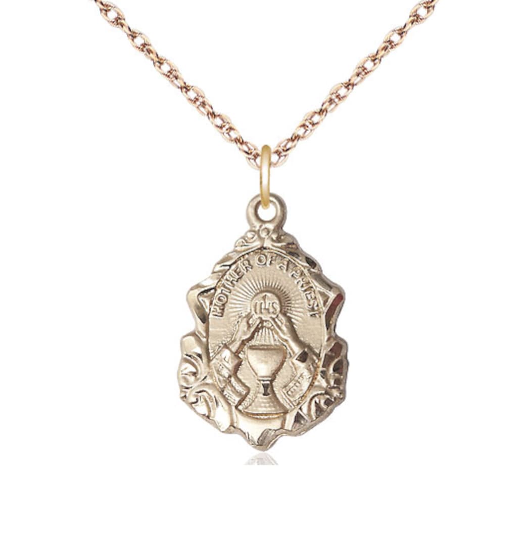 Bliss Manufacturing Catholic Mother of a Priest Gold-filled Pendant Jewelry with Gold-filled Rope Chain,