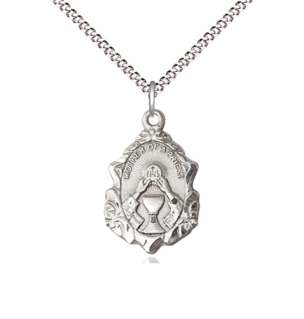 Bliss Manufacturing Catholic Mother of a Priest Sterling Silver Pendant Jewelry with Plated Chain,