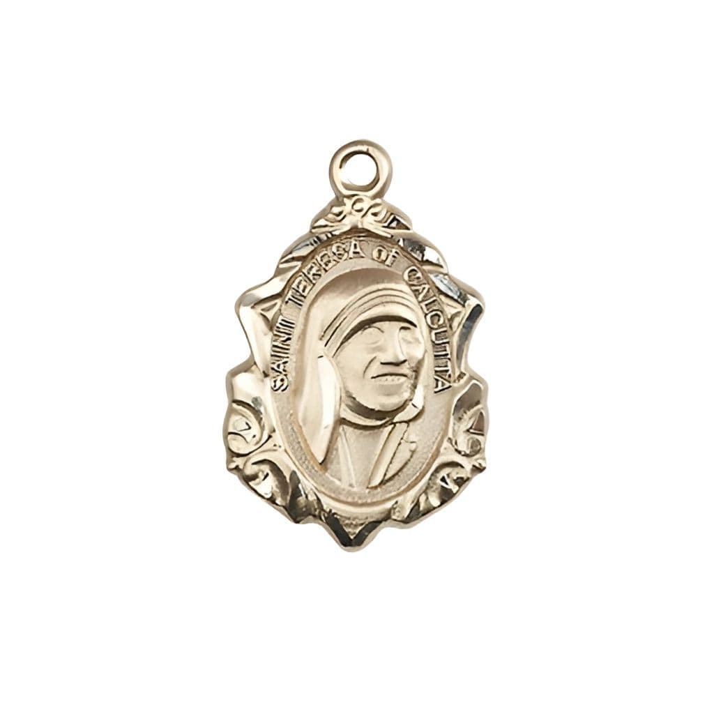 Bliss St. Teresa of Calcutta 14kt Gold Medal, Measures 3/4-inch tall by 1/2-inch wide