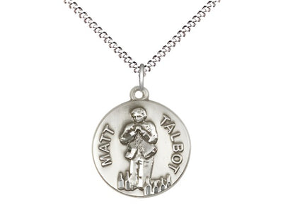 Medium Venerable Matt Talbot Sterling Silver Medal Necklace, Bliss Manufacturing
