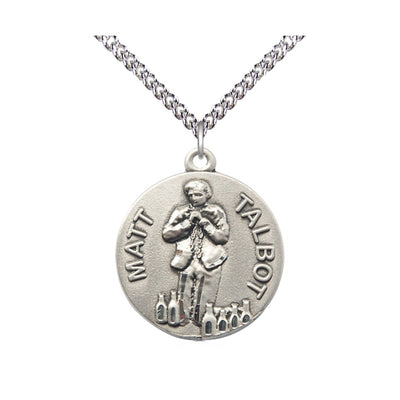 Venerable Matt Talbot Sterling Silver Medal Necklace w/Sterling Chain, Bliss Manufacturing