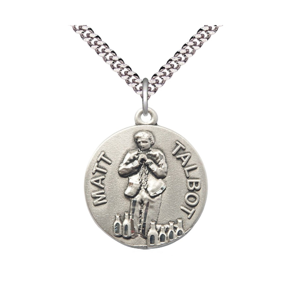 Bliss Venerable Matt Talbot Sterling Silver Medal Necklace w/Plated Chain