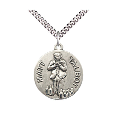 Venerable Matt Talbot Sterling Silver Medal Necklace w/Plated Chain, Bliss Manufacturing