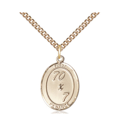 First Penance 70 x 7 Gold-filled Engravable Medal Necklace, Bliss Manufacturing