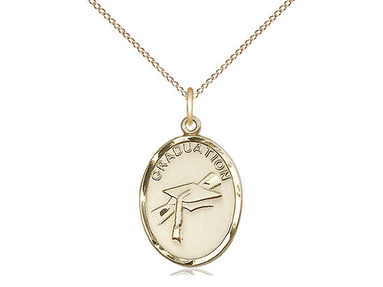 Gold-filled Graduation Oval Medal Necklace