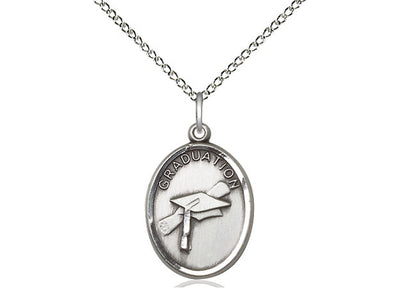 Sterling Silver Graduation Oval Medal Necklace, Bliss Manufacturing