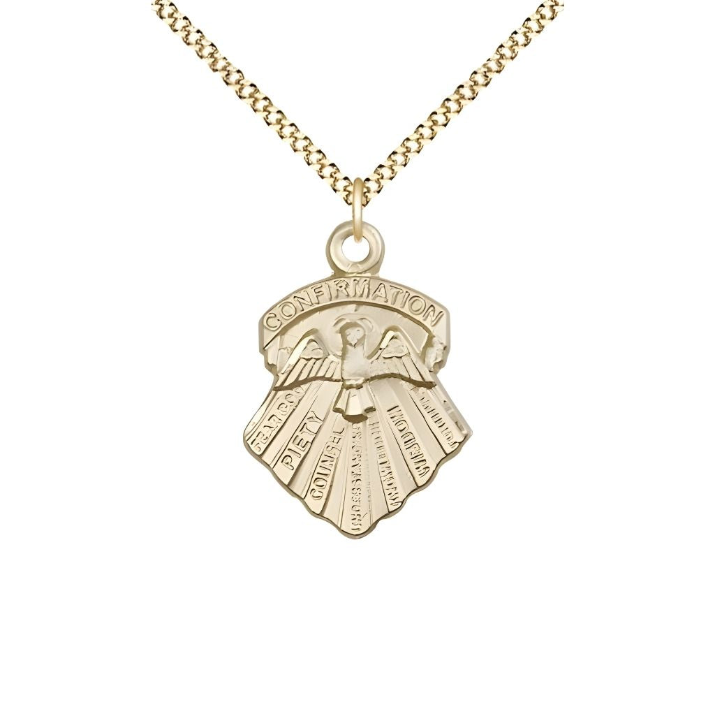 Bliss Seven Gifts of the Holy Spirit 14kt Gold-filled Pendant Necklace with 18-inch Gold-plated Chain, Measures 3/4-inch tall by 1/2-inch wide