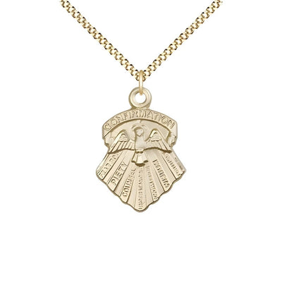Seven Gifts of the Holy Spirit 14kt Gold-filled Pendant Necklace with 18-inch Gold-plated Chain, Measures 3/4-inch tall by 1/2-inch wide, Bliss Manufacturing