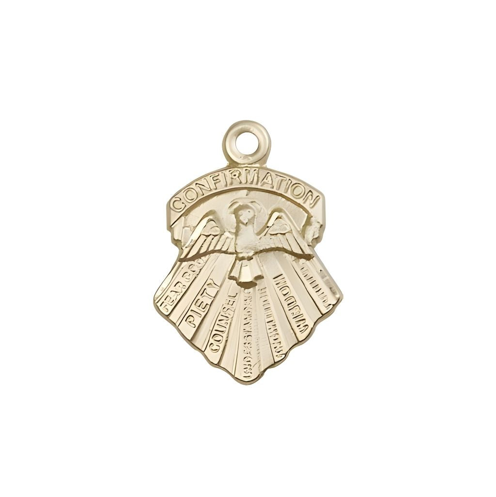 Bliss Seven Gifts of the Holy Spirit 14kt Gold Pendant, Measures 3/4-inch tall by 1/2-inch wide