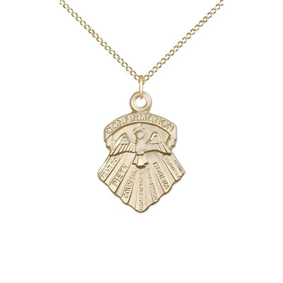 Seven Gifts of the Holy Spirit 14kt Gold Pendant Necklace with 18-inch 14kt Gold Chain, Measures 3/4-inch tall by 1/2-inch wide, Bliss Manufacturing