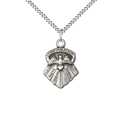 Seven Gifts of the Holy Spirit Pewter Pendant Necklace with 18-inch Rhodium-plated Chain, Measures 3/4-inch tall by 1/2-inch wide, Bliss Manufacturing