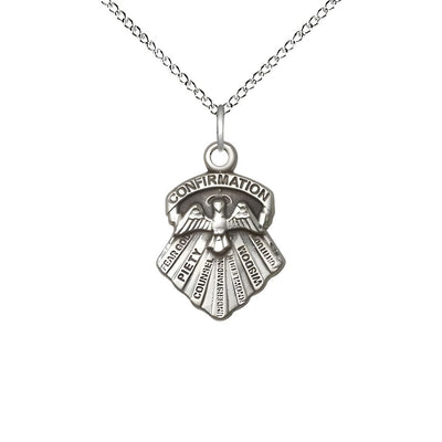 Seven Gifts of the Holy Spirit Sterling Silver Pendant Necklace with 18-inch Sterling Chain, Measures 3/4-inch tall by 1/2-inch wide, Bliss Manufacturing