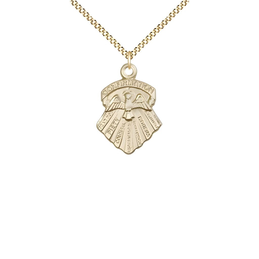 Bliss Small Seven Gifts of the Holy Spirit 14kt Gold-filled Pendant Necklace with 18-inch Gold-plated Chain, Measures 5/8-inch tall by 3/8-inch wide