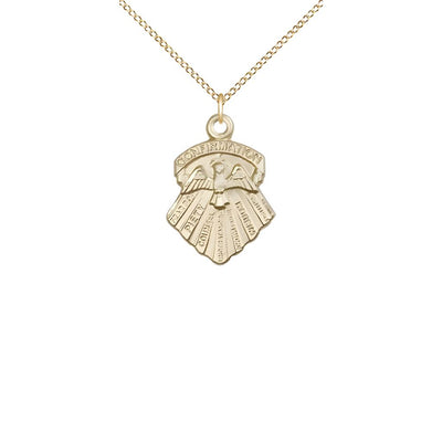 Small Seven Gifts of the Holy Spirit 14kt Gold-filled Pendant Necklace with 18-inch Gold-filled Chain, Measures 5/8-inch tall by 3/8-inch wide, Bliss Manufacturing