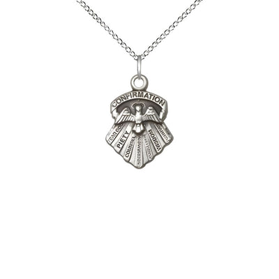 Small Seven Gifts of the Holy Spirit Sterling Silver Pendant Necklace with 18-inch Sterling Chain, Measures 5/8-inch tall by 3/8-inch wide, Bliss Manufacturing