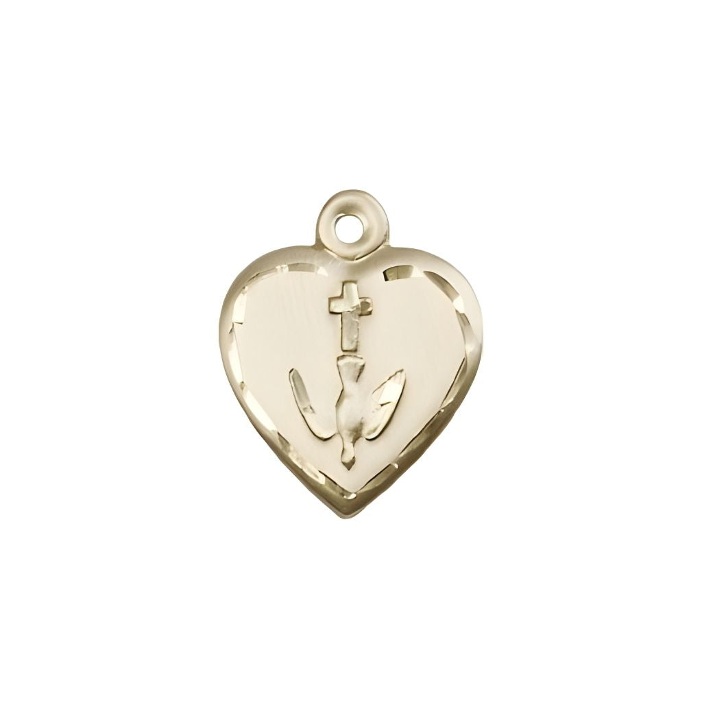 Bliss Communion Heart 14kt Gold Pendant, Measures 5/8-inch tall by 1/2-inch wide