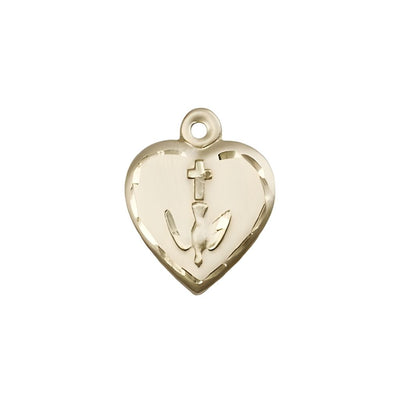 Communion Heart 14kt Gold Pendant, Measures 5/8-inch tall by 1/2-inch wide, Bliss Manufacturing